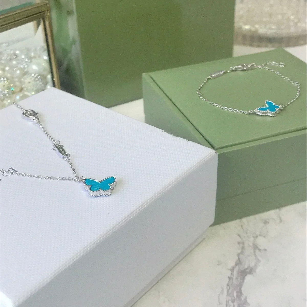 [OrnoraJewelry]BUTTERFLY TURQUOISE BUTTERFLY BRACELET SILVER