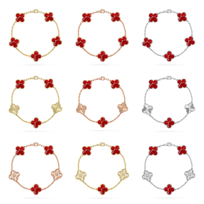 [OrnoraJewelry]CLOVER 5 MOTIF RED PATTERN BRACELET COLLECTION