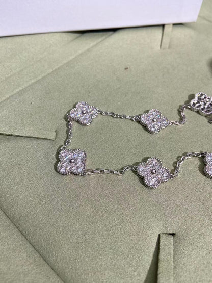 [OrnoraJewelry]CLOVER 10 MOTIFS  FULL DIAMOND NECKLACE