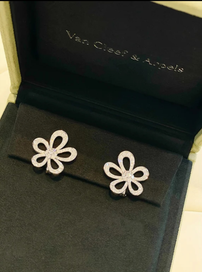 [OrnoraJewelry]Flowerlace Diamond Pavé Earrings