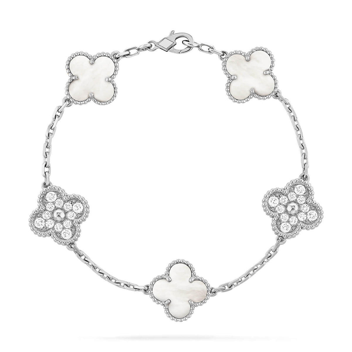 [OrnoraJewelry]CLOVER WHITE PEARL MOP 5 MOTIF BRACELET COLLECTION