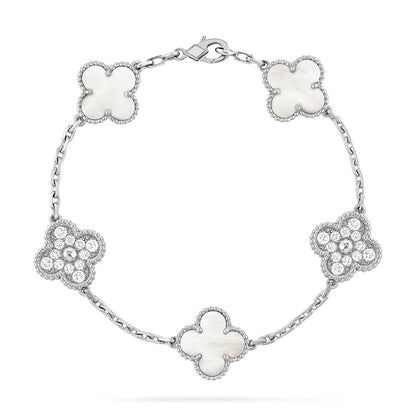 [OrnoraJewelry]CLOVER WHITE PEARL MOP 5 MOTIF BRACELET COLLECTION