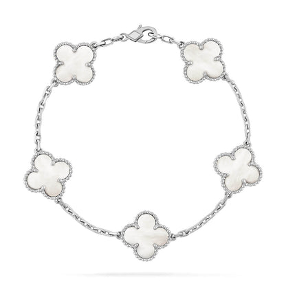 [OrnoraJewelry]CLOVER WHITE PEARL MOP 5 MOTIF BRACELET COLLECTION