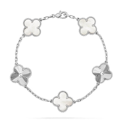 [OrnoraJewelry]CLOVER WHITE PEARL MOP 5 MOTIF BRACELET COLLECTION