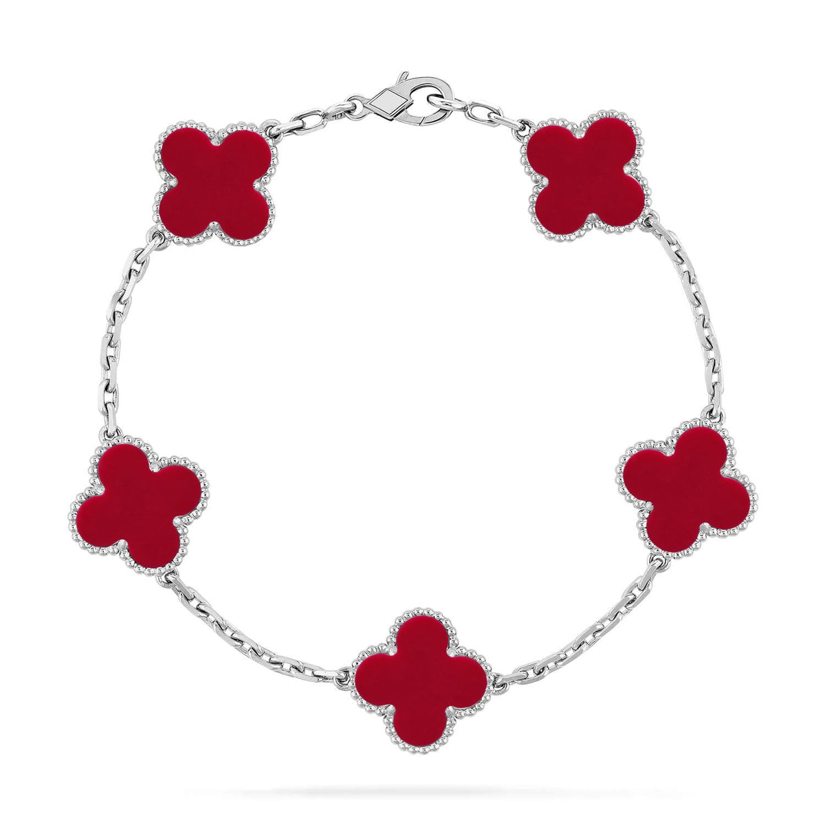 [OrnoraJewelry] CLOVER 5 MOTIF RED CORNELIAN BRACELET COLLECTION
