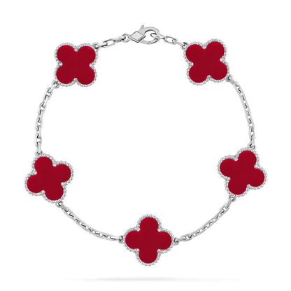 [OrnoraJewelry] CLOVER 5 MOTIF RED CORNELIAN BRACELET COLLECTION