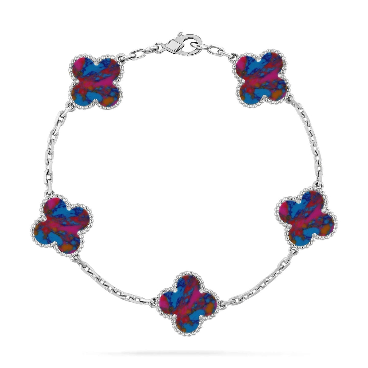 [OrnoraJewelry]CLOVER 5 MOTIF COLOR GEMSTONES BRACELET COLLECTION