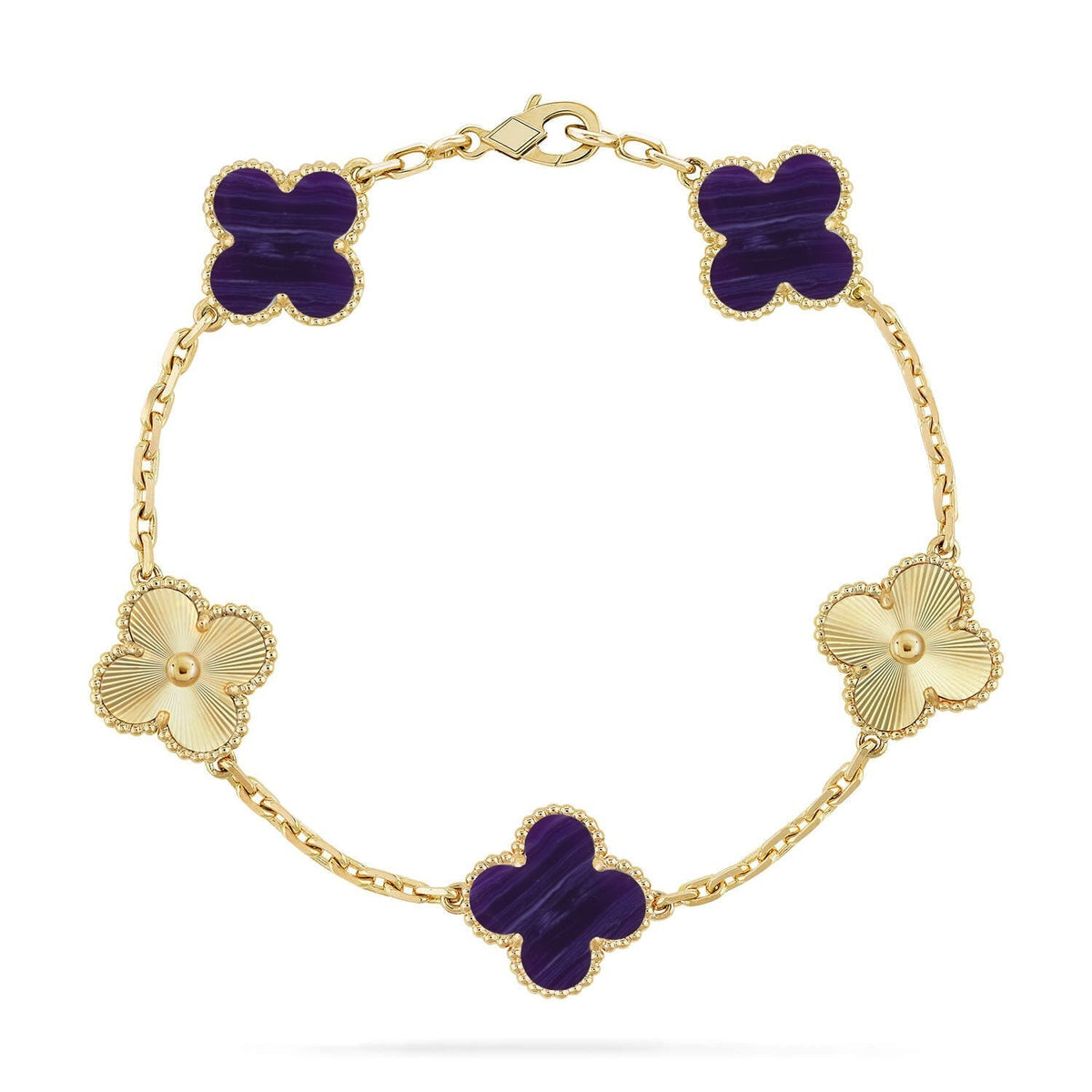 [OrnoraJewelry]CLOVER 5 MOTIF PURPLE STRIPES BRACELET COLLECTION