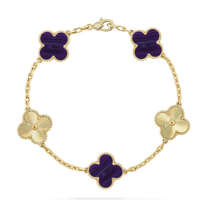 [OrnoraJewelry]CLOVER 5 MOTIF PURPLE STRIPES BRACELET COLLECTION