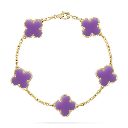 [OrnoraJewelry]CLOVER 5 MOTIF LIGHT PURPLE BRACELET COLLECTION