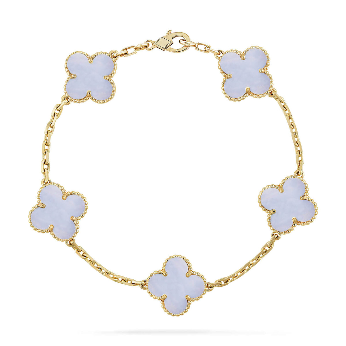 [OrnoraJewelry] CLOVER 5 MOTIF PURPLE CHALCEDONY BRACELET COLLECTION