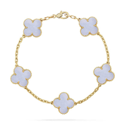 [OrnoraJewelry] CLOVER 5 MOTIF PURPLE CHALCEDONY BRACELET COLLECTION