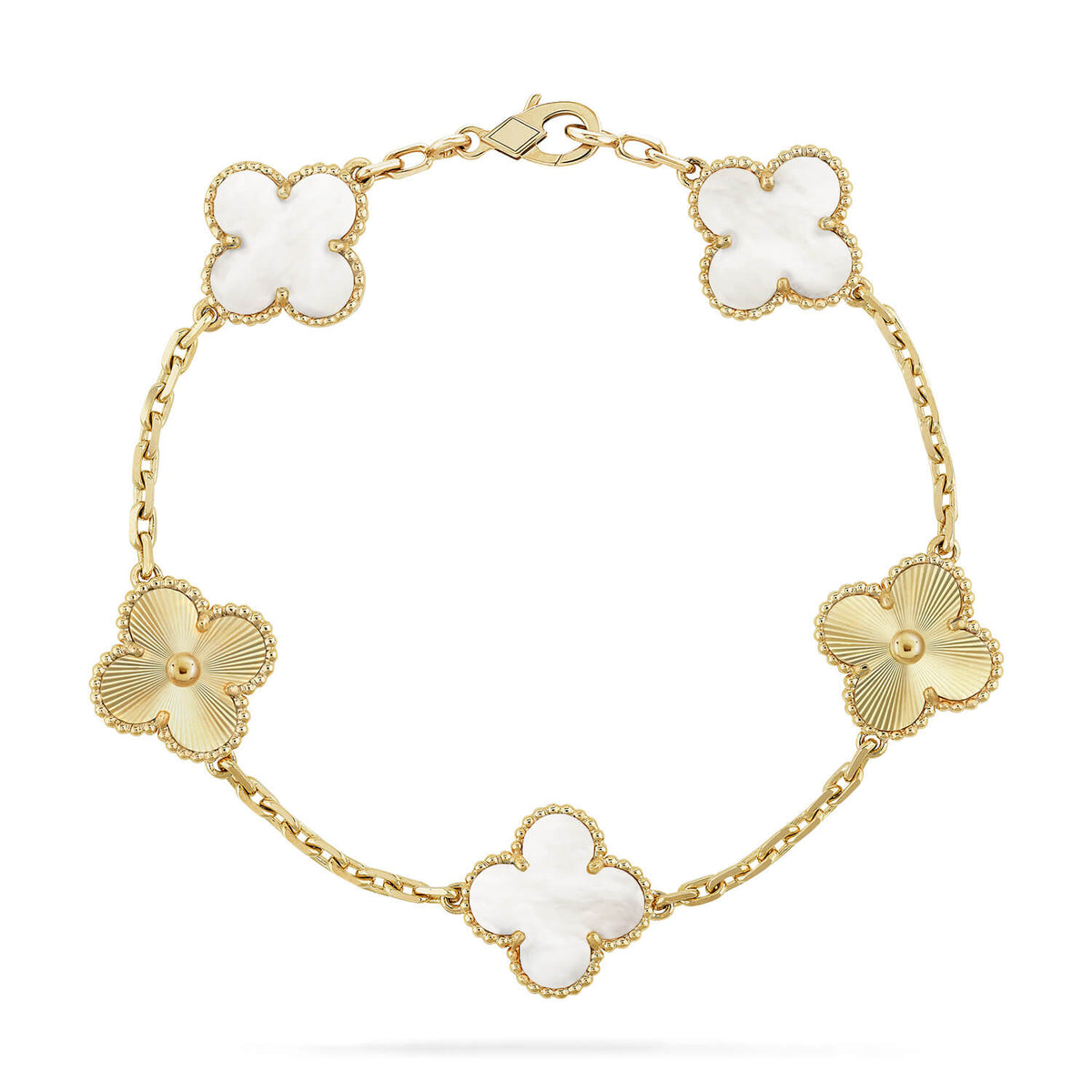 [OrnoraJewelry]CLOVER WHITE PEARL MOP 5 MOTIF BRACELET COLLECTION