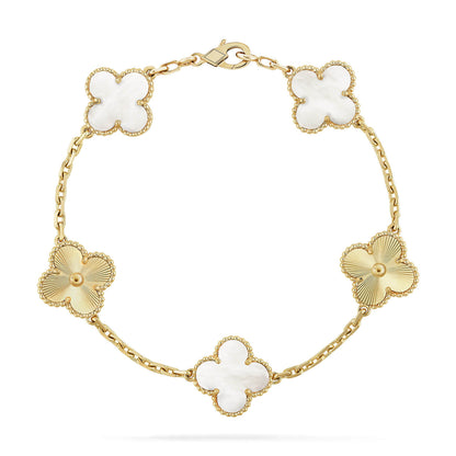 [OrnoraJewelry]CLOVER WHITE PEARL MOP 5 MOTIF BRACELET COLLECTION