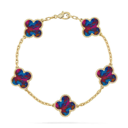 [OrnoraJewelry]CLOVER 5 MOTIF COLOR GEMSTONES BRACELET COLLECTION