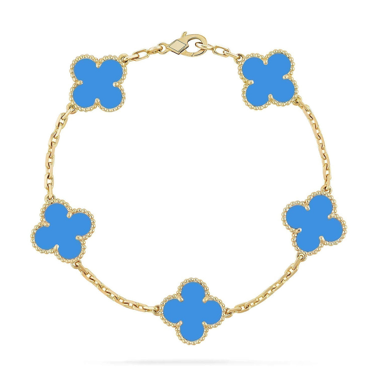 [OrnoraJewelry] CLOVER 5 MOTIF BLUE AGATE BRACELET COLLECTION