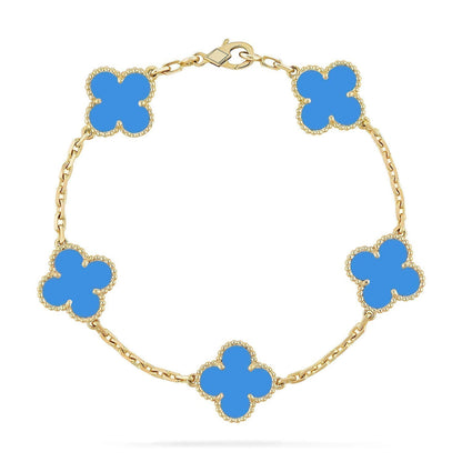 [OrnoraJewelry] CLOVER 5 MOTIF BLUE AGATE BRACELET COLLECTION