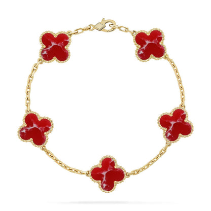 [OrnoraJewelry]CLOVER 5 MOTIF RED PATTERN BRACELET COLLECTION