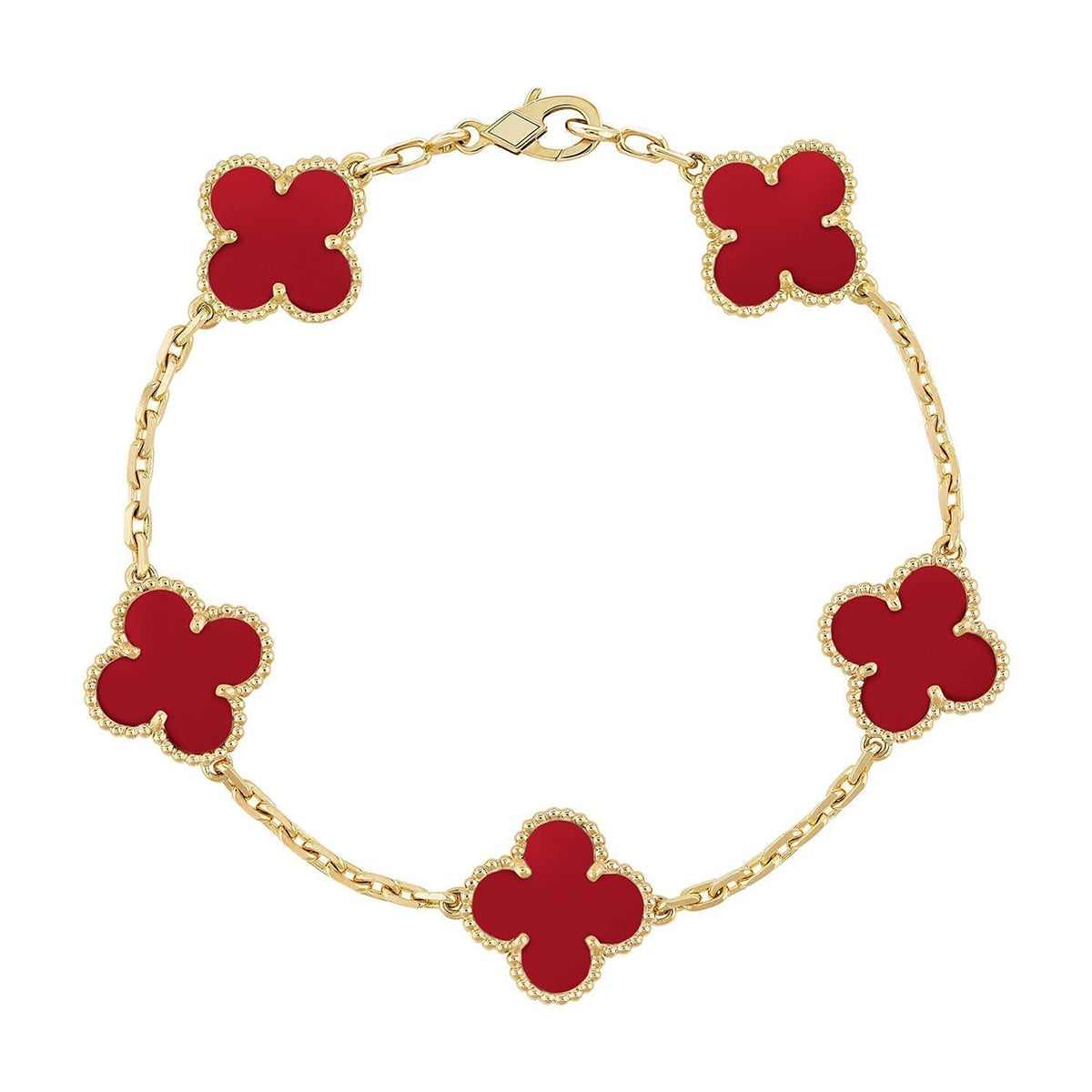 [OrnoraJewelry] CLOVER 5 MOTIF RED CORNELIAN BRACELET COLLECTION