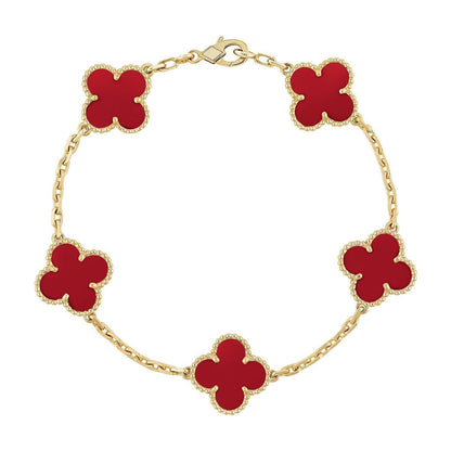 [OrnoraJewelry] CLOVER 5 MOTIF RED CORNELIAN BRACELET COLLECTION