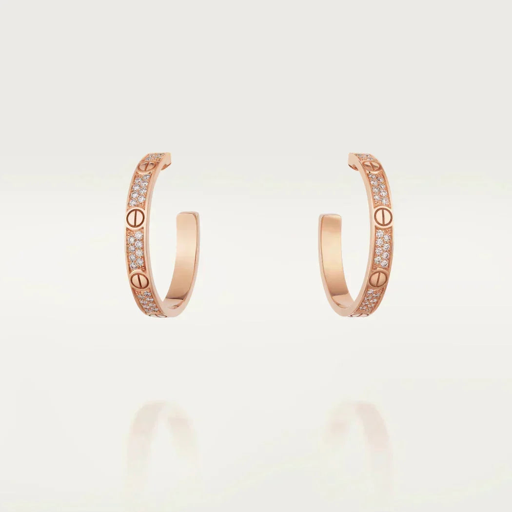[OrnoraJewelry]LOVE DIAMOND PINK GOLD HOOP EARRINGS