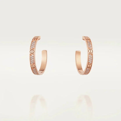 [OrnoraJewelry]LOVE DIAMOND PINK GOLD HOOP EARRINGS