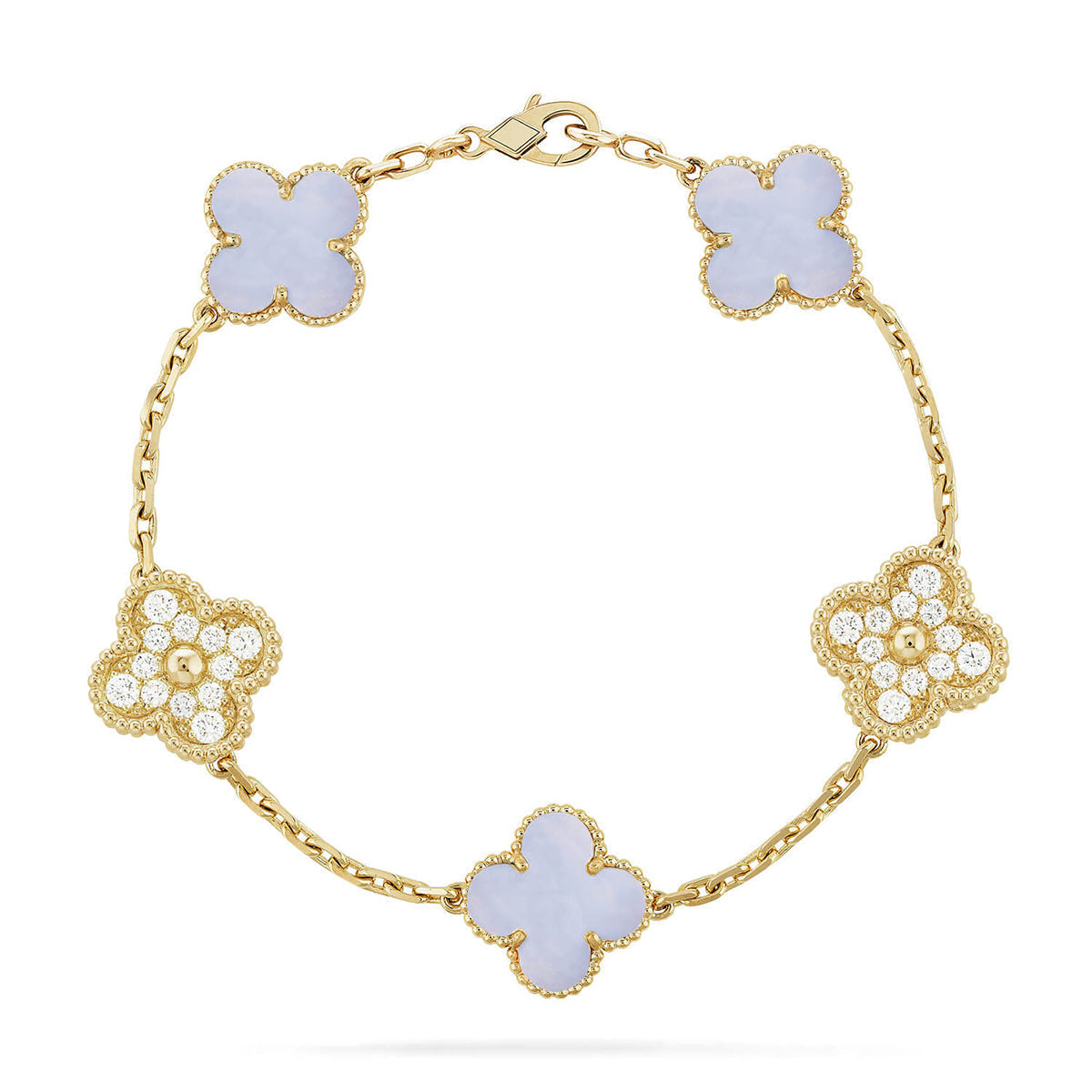 [OrnoraJewelry] CLOVER 5 MOTIF PURPLE CHALCEDONY BRACELET COLLECTION