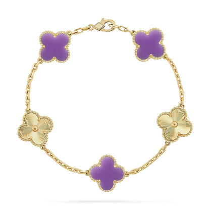 [OrnoraJewelry]CLOVER 5 MOTIF LIGHT PURPLE BRACELET COLLECTION