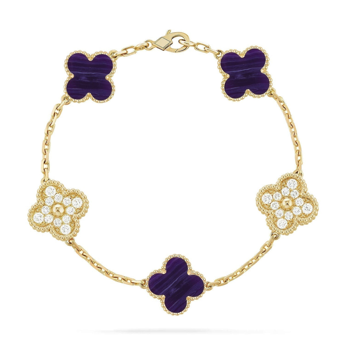 [OrnoraJewelry]CLOVER 5 MOTIF PURPLE STRIPES BRACELET COLLECTION