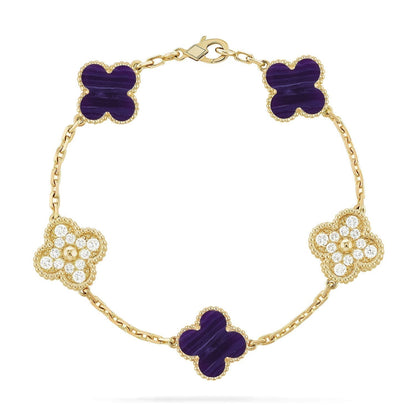 [OrnoraJewelry]CLOVER 5 MOTIF PURPLE STRIPES BRACELET COLLECTION