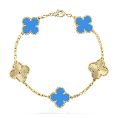 [OrnoraJewelry] CLOVER 5 MOTIF BLUE AGATE BRACELET COLLECTION