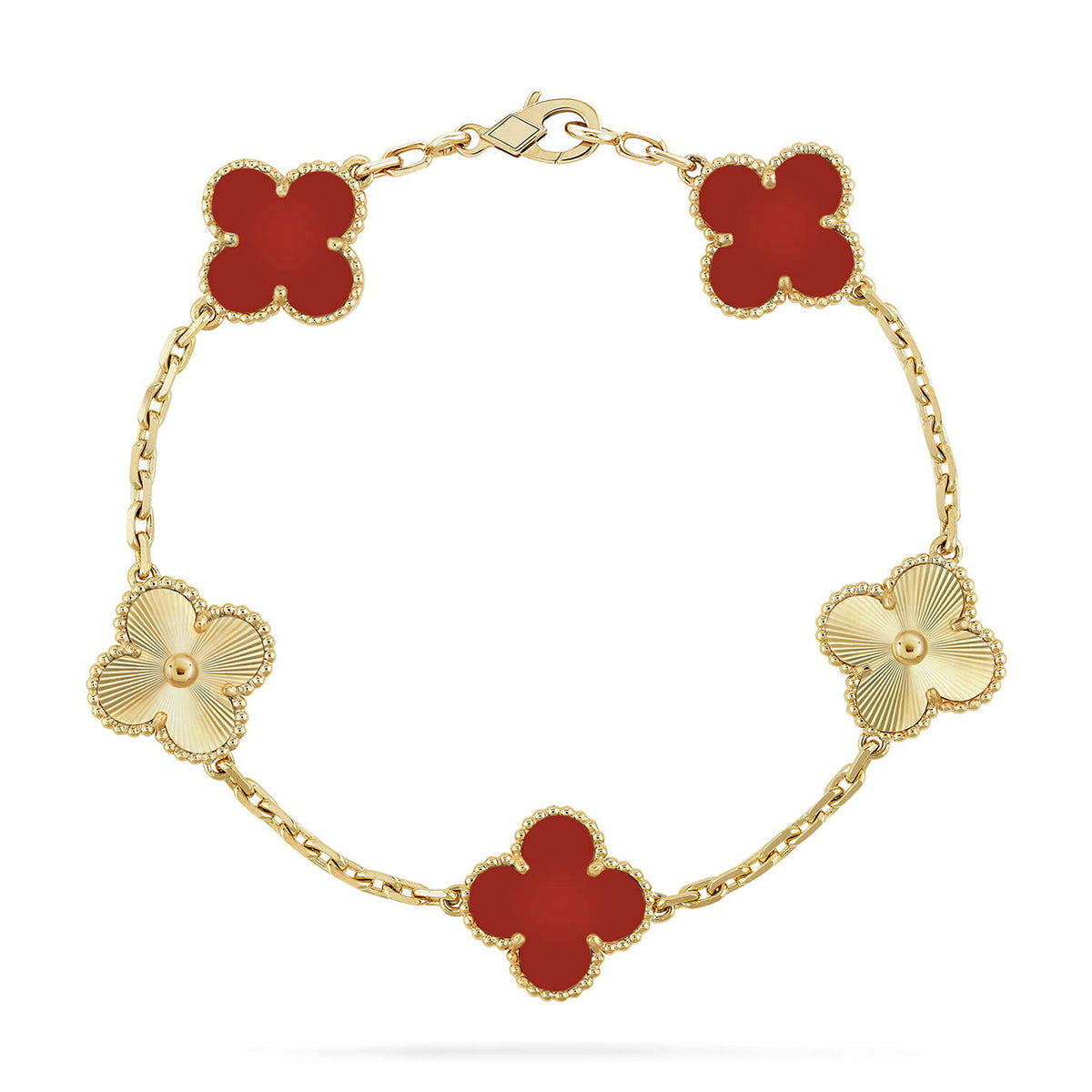 [OrnoraJewelry] CLOVER 5 MOTIF RED CORNELIAN BRACELET COLLECTION