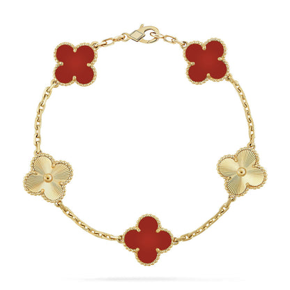 [OrnoraJewelry] CLOVER 5 MOTIF RED CORNELIAN BRACELET COLLECTION