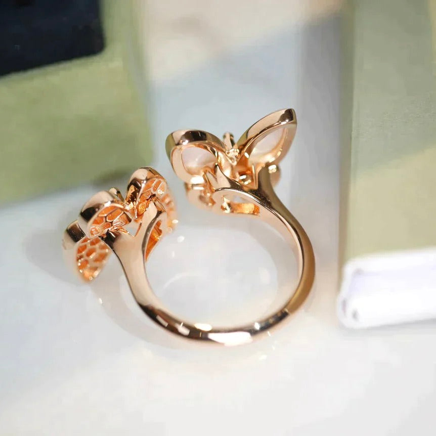 [OrnoraJewelry]TWIN BUTTERFLY DIAMOND MOP RING