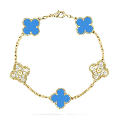 [OrnoraJewelry] CLOVER 5 MOTIF BLUE AGATE BRACELET COLLECTION