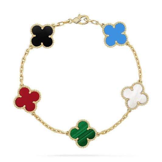 [OrnoraJewelry]CLOVER 5 MOTIFS MULTICOLOR BRACELET
