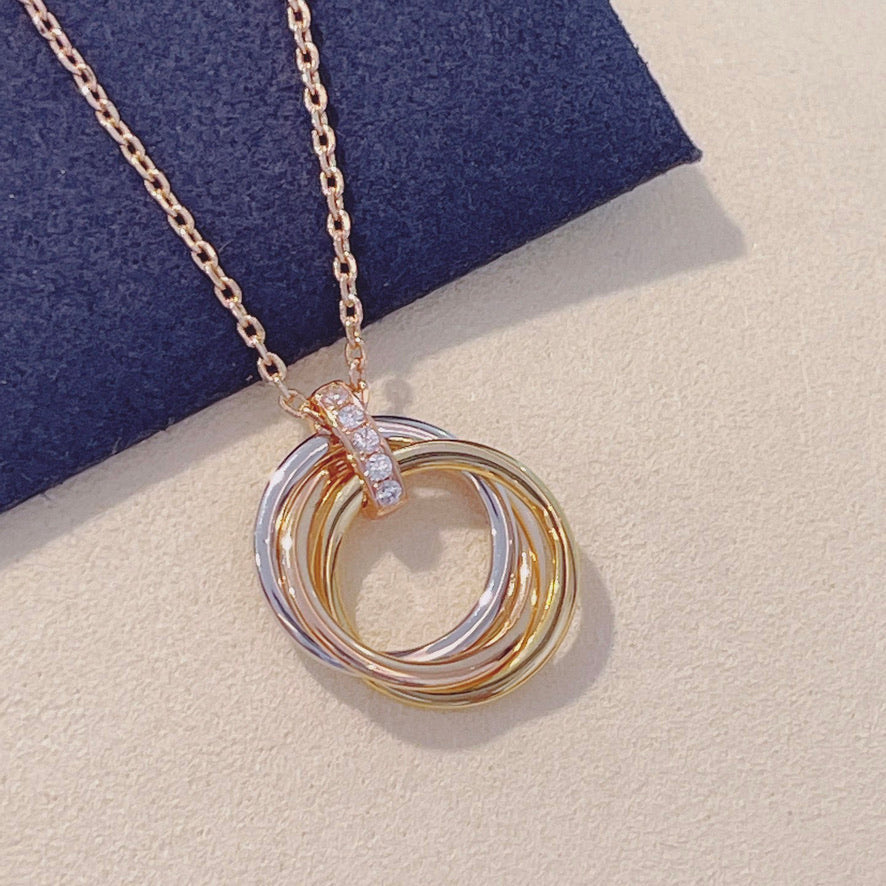 [OrnoraJewelry]TRINITY NECKLACE GOLD  DIAMONDS