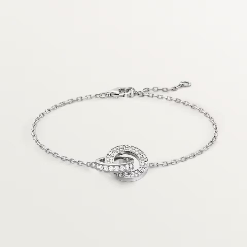 [OrnoraJewelry]LOVE DOUBLE RING FULL DIAMOND BRACELET