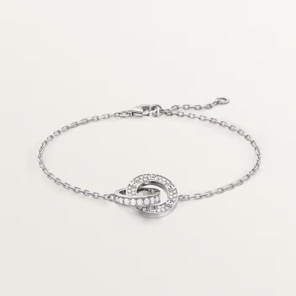 [OrnoraJewelry]LOVE DOUBLE RING FULL DIAMOND BRACELET