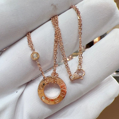 [OrnoraJewelry]LOVE NECKLACE 16MM 2 DIAMONDS