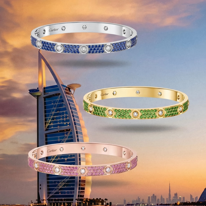 [OrnoraJewelry]2026 PAVE GEMSTONE LOVE BRACELET 6.1MM 10 DIAMONDS