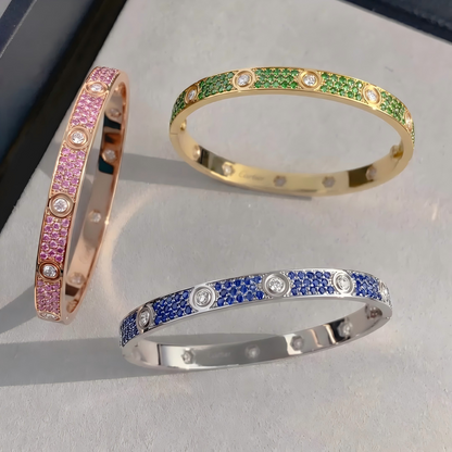 [OrnoraJewelry]2026 PAVE GEMSTONE LOVE BRACELET 6.1MM 10 DIAMONDS