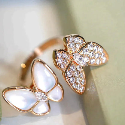 [OrnoraJewelry]TWIN BUTTERFLY DIAMOND MOP RING