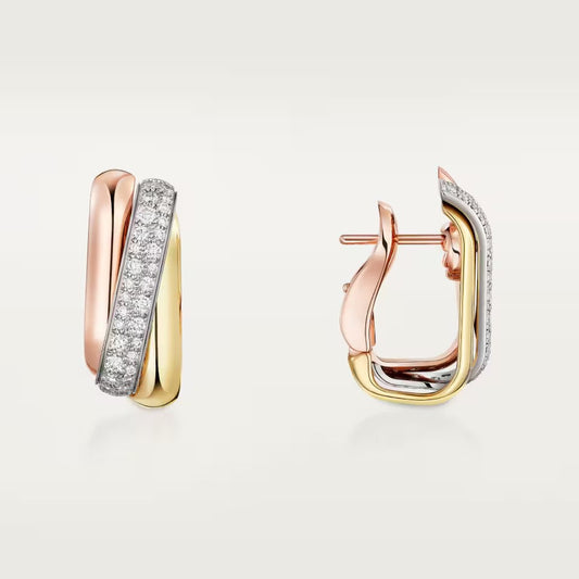 [OrnoraJewelry]TRINITY HALF DIAMOND  CUSHION EARRINGS