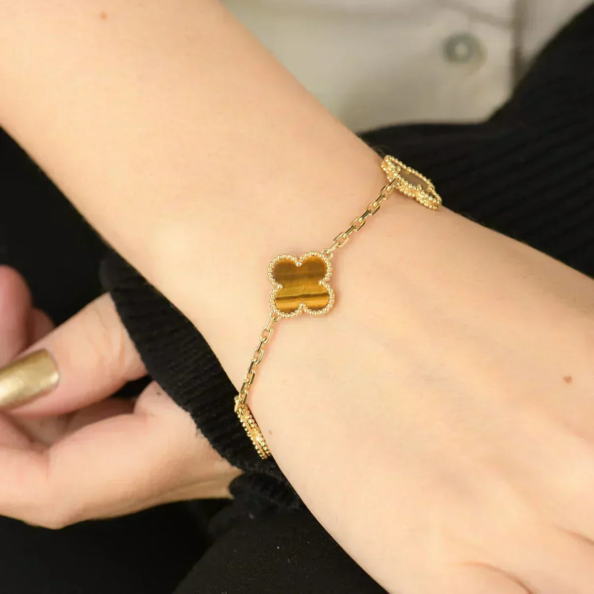 [OrnoraJewelry] CLOVER 5 MOTIFS TIGER EYE BRACELET COLLECTION
