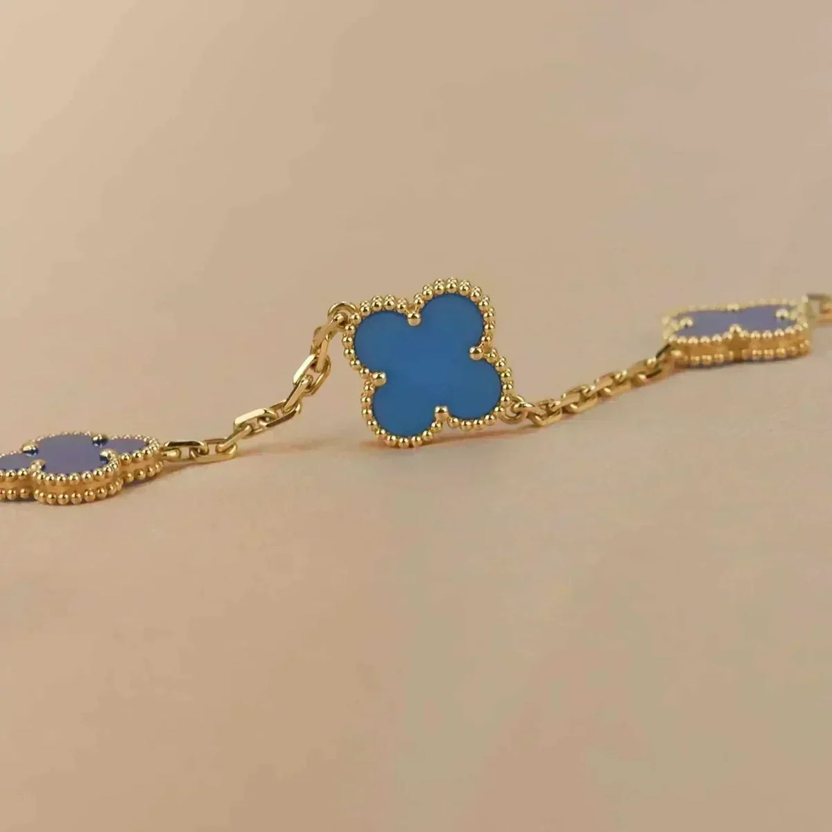 [OrnoraJewelry] CLOVER 5 MOTIF BLUE AGATE BRACELET COLLECTION