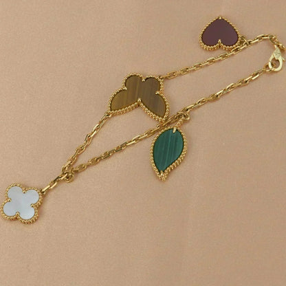 [OrnoraJewelry]LUCKY SPRING 5 MOTIF GOLD BRACELET