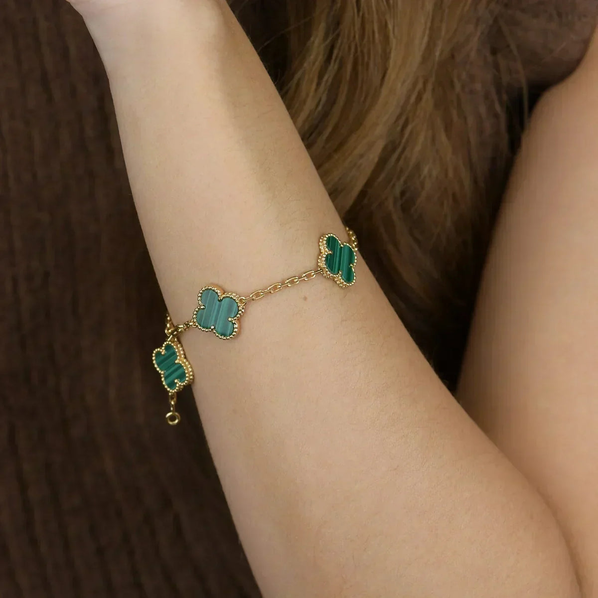 [OrnoraJewelry] CLOVER 5 MOTIF MALACHITE BRACELET COLLECTION