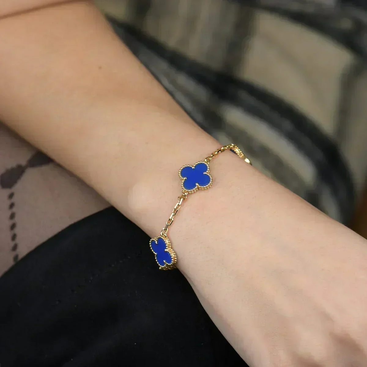 [OrnoraJewelry] CLOVER 5 MOTIF BLUE AGATE BRACELET COLLECTION