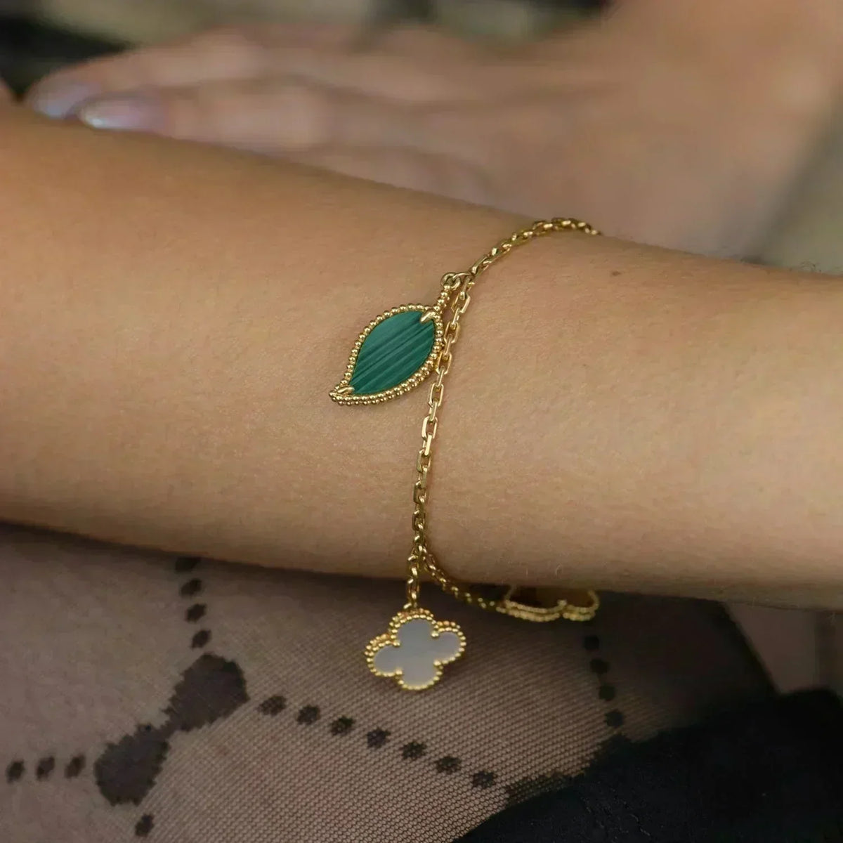 [OrnoraJewelry]LUCKY SPRING 5 MOTIF GOLD BRACELET